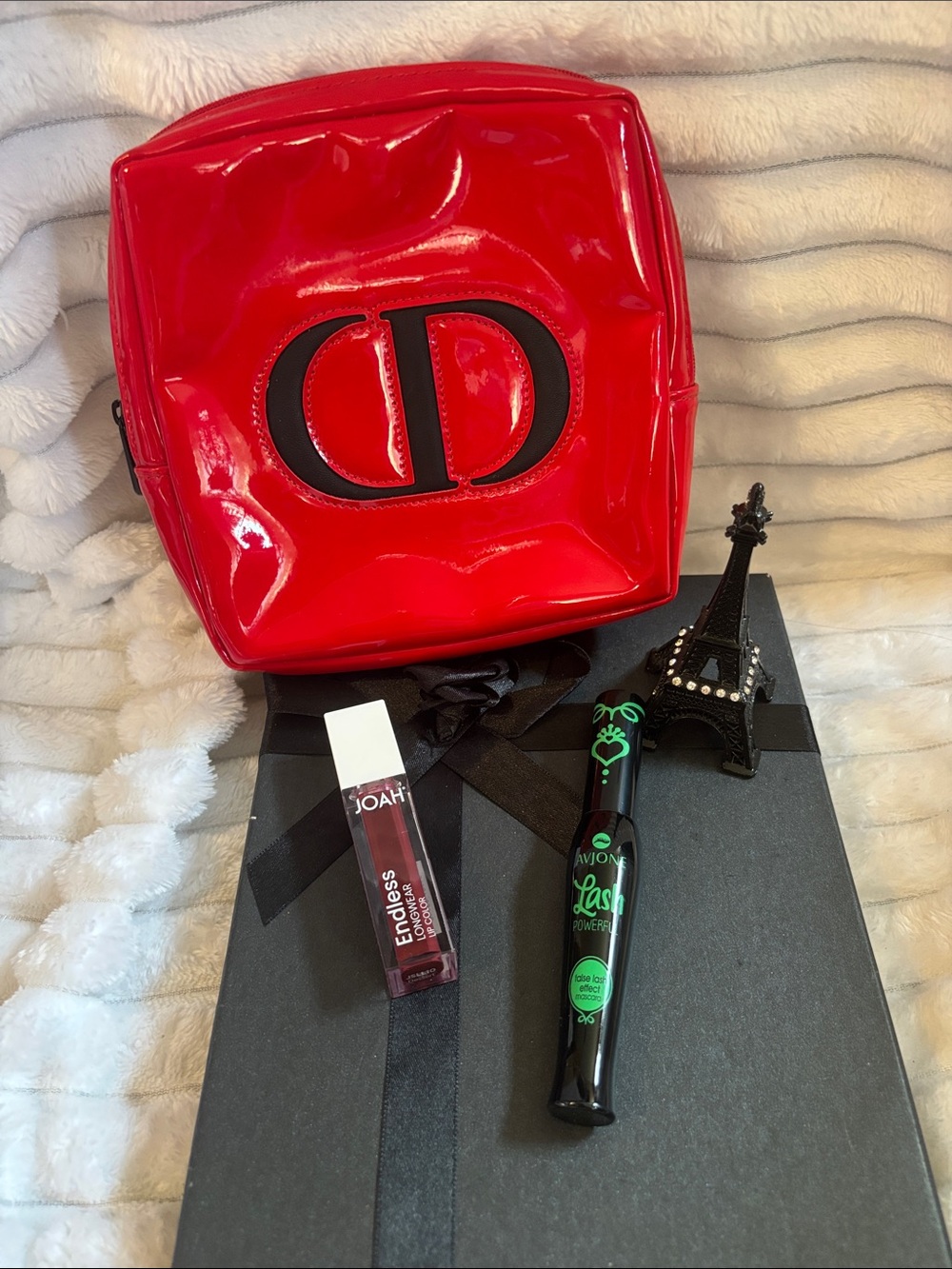 Red Christian  Dior Cosmetic Pouch, Avjone Lash Mascara & Joah Lip Color